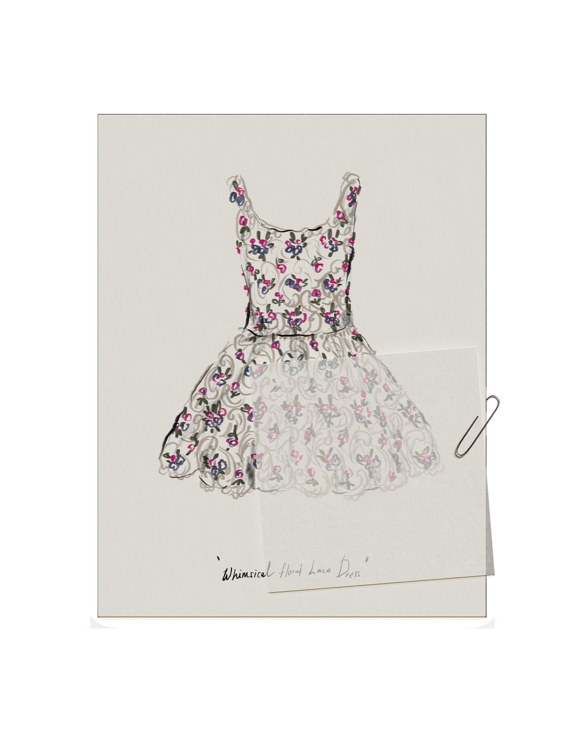 Whimsical Floral Lace Dress sketch